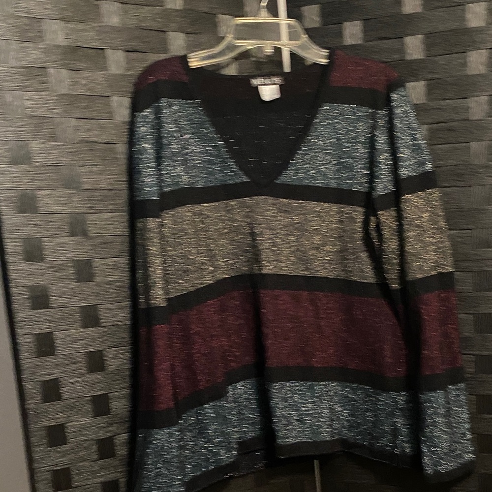 Women’s Striped V-Neck Sweater